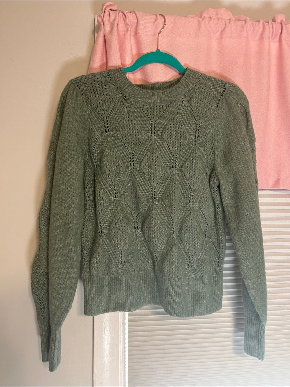 Old Navy Sage Green Pointelle Crewneck Sweater